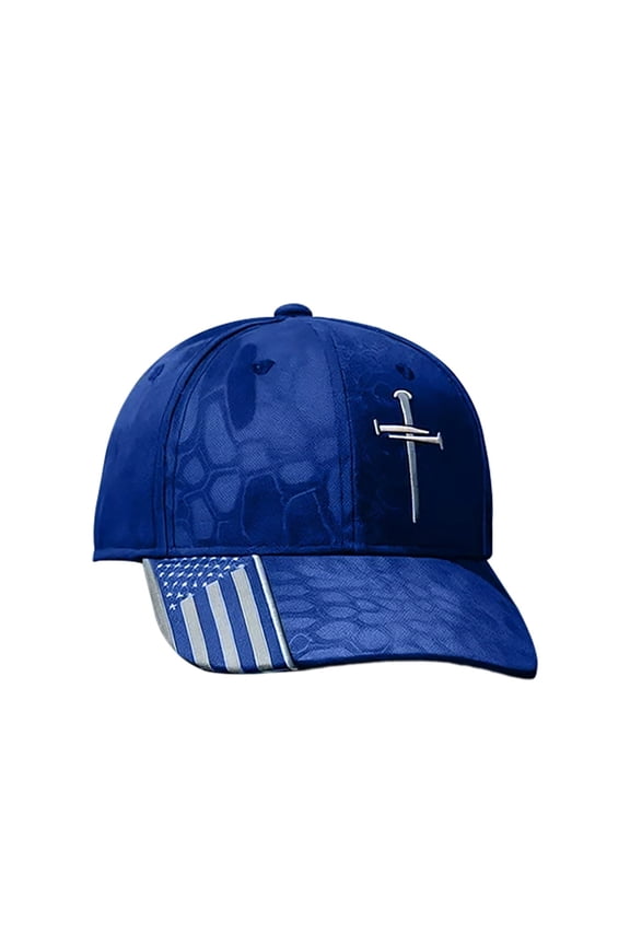 Jesus 3 Nail Cross Hat Christian Religious Gifts for Christma with Embroidered - Adjustable Snapback Baseball Cap