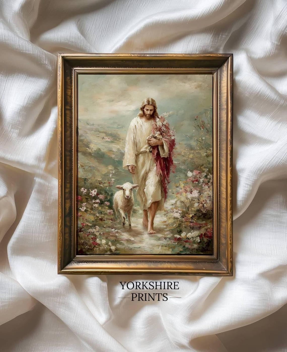 Printable Sign Photo Jesus And Lamb Wall Art Print, Classic Christian Religious And Peaceful ...