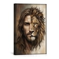 Jesus And Lion Split Portrait With Crown Of Thorns Christian Of Judah ...