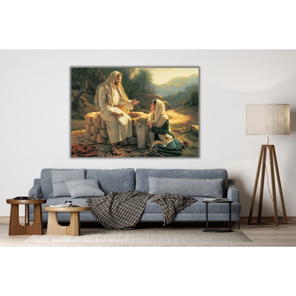 Jesus And Samaritan Woman At The Well Poster, Unframed Paper Poster 8x10in