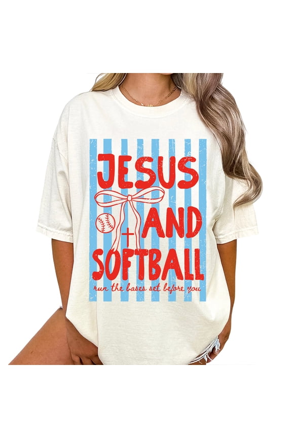 Jesus And Softball Unisex T-Shirt – Run The Bases Set Before You Christian Game Day Tee