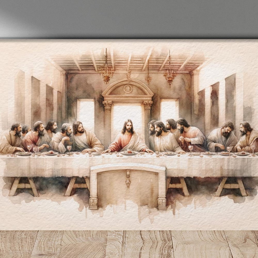 Living To The Last Vid Reference: Jesus And The Last Supper Painting Christian Home Decor Unframed