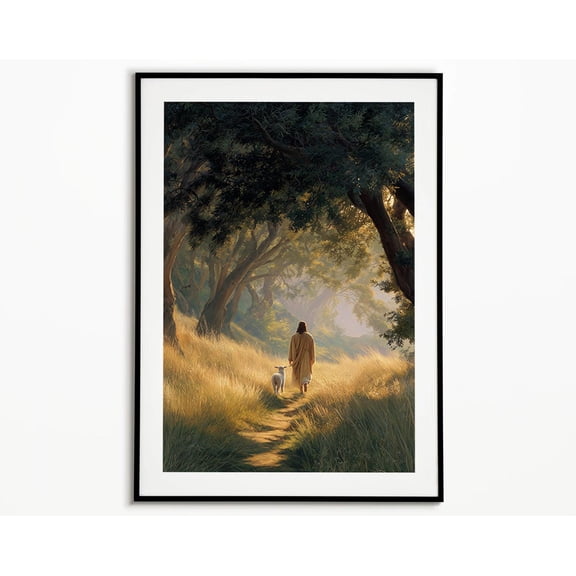Jesus And The Lost Sheep The 99 Parable Christian Wall Art Spiritual Nature Scene Religious Home Unframed Paper Print