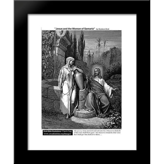 Jesus And The Woman Of Samaria 20x24 Framed Art Print by Gustave Dore
