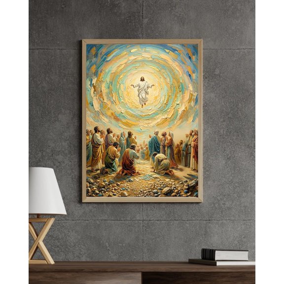 Jesus Ascension Christian Wall Art, Unframed Paper Poster 8x10in
