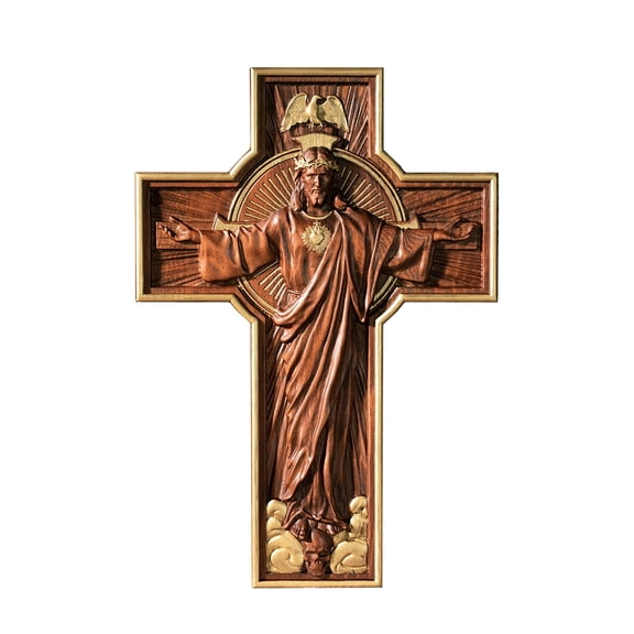 Jesus Ascension cross, statue of Jesus on the cross, decorative Christian cross, religious saint, catholic easter gift baptism