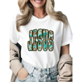 thumbnail image 1 of Jesus Aztec Pattern Western Style Graphic Tees Womans Tshirt Shirts Black White S-5XL Tops, 1 of 4