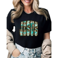 thumbnail image 1 of Jesus Aztec Pattern Western Style Graphic Tees Womans Tshirt Shirts Black White S-5XL Tops, 1 of 4
