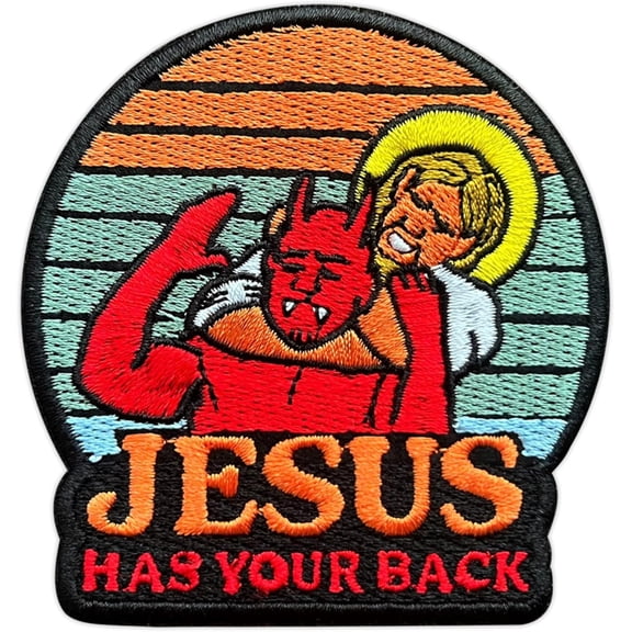 Jesus Has Your Back Embroidery Patch for Clothes Backpacks Hats Jeans Bags, Faith Religious Size 3" Iron Patch or Sew On Patches, Applique Embroidery Patches, Christian Gift for Jesus Lovers