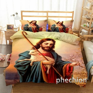 Jesus Bedding Three Piece set Soft and comfortable bedding two pillowcases and one quilt cover Adult children Christmas gift