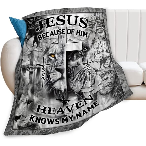 Jesus Blanket Christian Gifts for Men Women Jesus and Lion Throw Blanket for Adults Ultra Soft Cozy Fleece Blanket for Couch Sofa \u200bBed 40"x50"