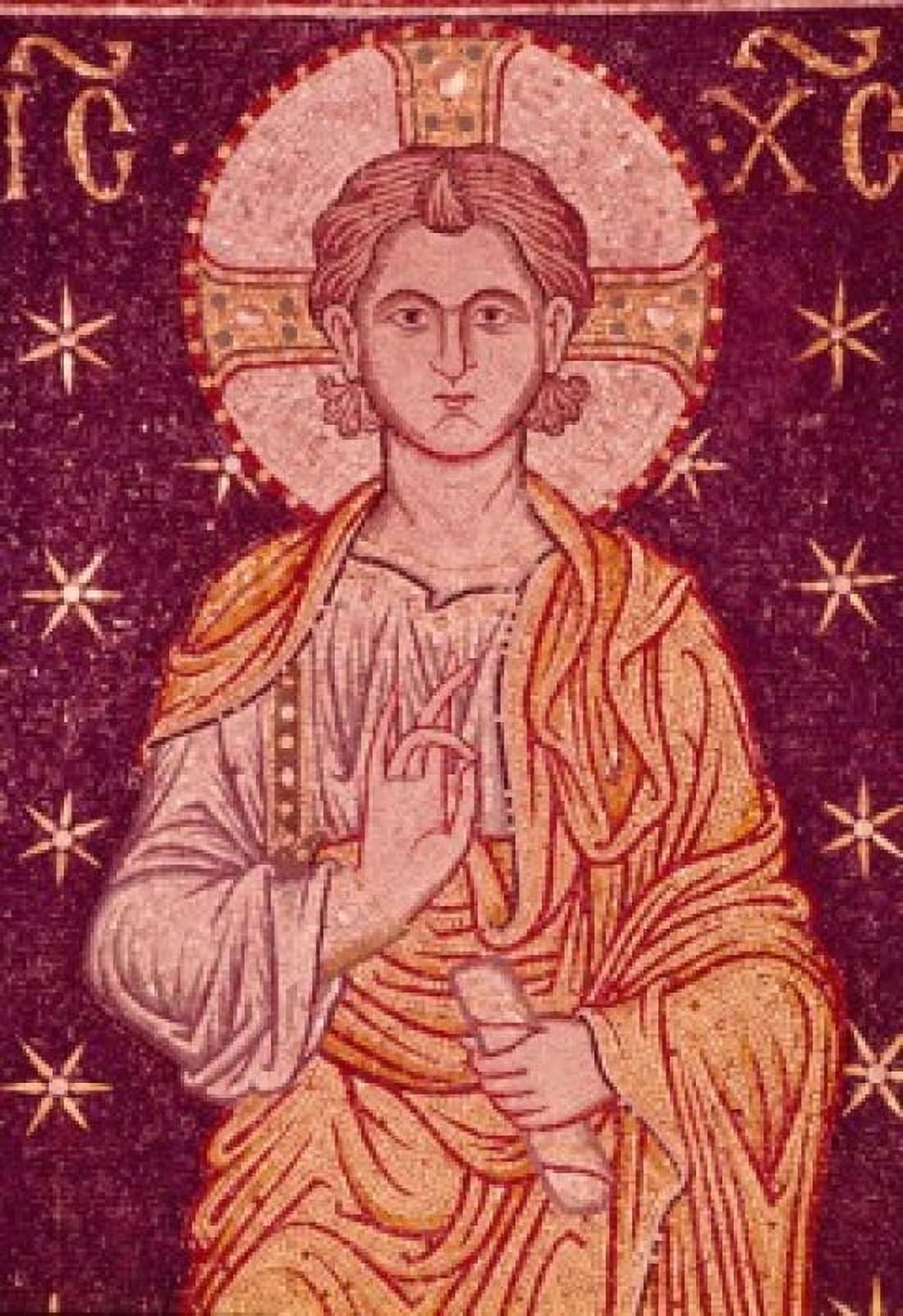 Jesus Blessing mosaic 13th Century Canvas Art - (18 x 24)