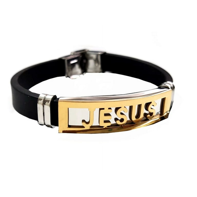 Jesus Bracelet Stainless Steel With Water Resistant Silicone Band Religious  Christian Jewelry JCB-1
