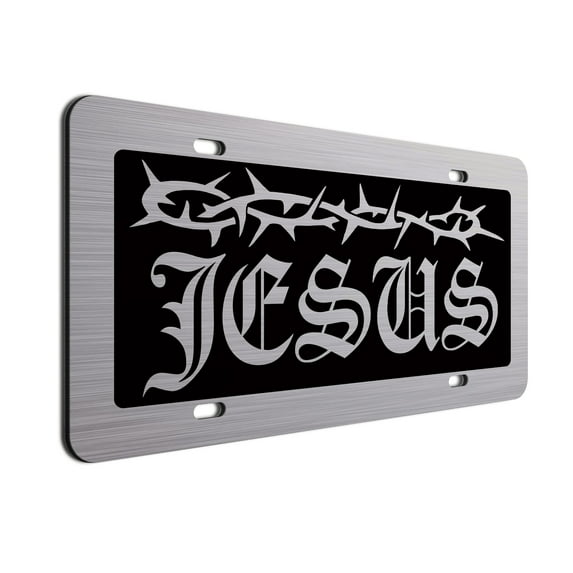 Jesus Brushed Aluminum ACM Car Tag Choice of Colors with This Christian License Plate Universal Fit Handcrafted