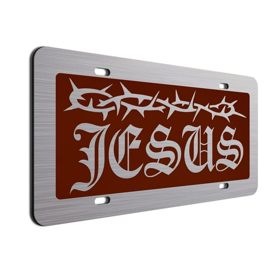 Jesus Brushed Aluminum ACM Car Tag Choice of Colors with This Christian License Plate Universal Fit Handcrafted