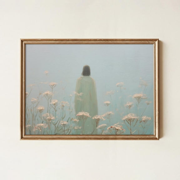Jesus By The Lake Spiritual Landscape Wall Art Unframed Canvas 12x16in