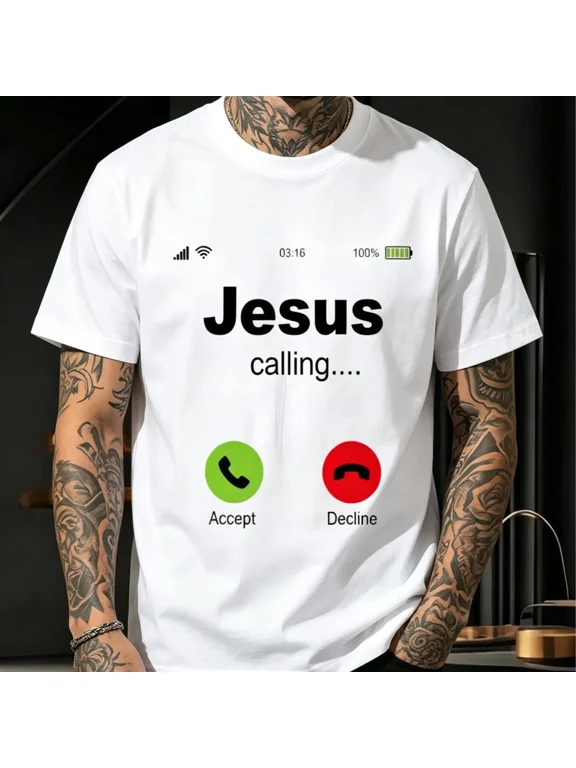 Jesus Calling Funny Phone Screen Graphic T‑Shirt | Christian Humor Faith Tee for Men & Women