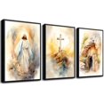 thumbnail image 1 of Jesus Canvas Wall Art Bible Stories Wall Decor God Resurrection Ascension Painting Pictures Empty Tomb Cross Poster Prints for Bedroom Prayer Room Church Easter Home Decoration（Only canvas）, 1 of 6