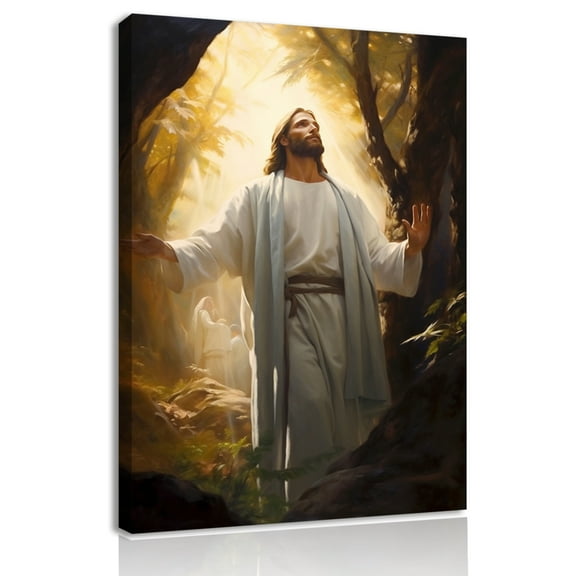 Jesus Canvas Wall Art Christian Wall Decor Picture Painting Jesus Praying in the Garden of Gethsemane Printed Poster for Living Room Bedroom Church Decoration