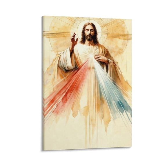 Jesus Canvas Wall Art Jesus Divine Mercy Framed Wall Art Christian Religious Serenity Prayer Canvas Art Prints Artwork For Prayer Room Living Room Bedroom Kitchen, 8x12 inch
