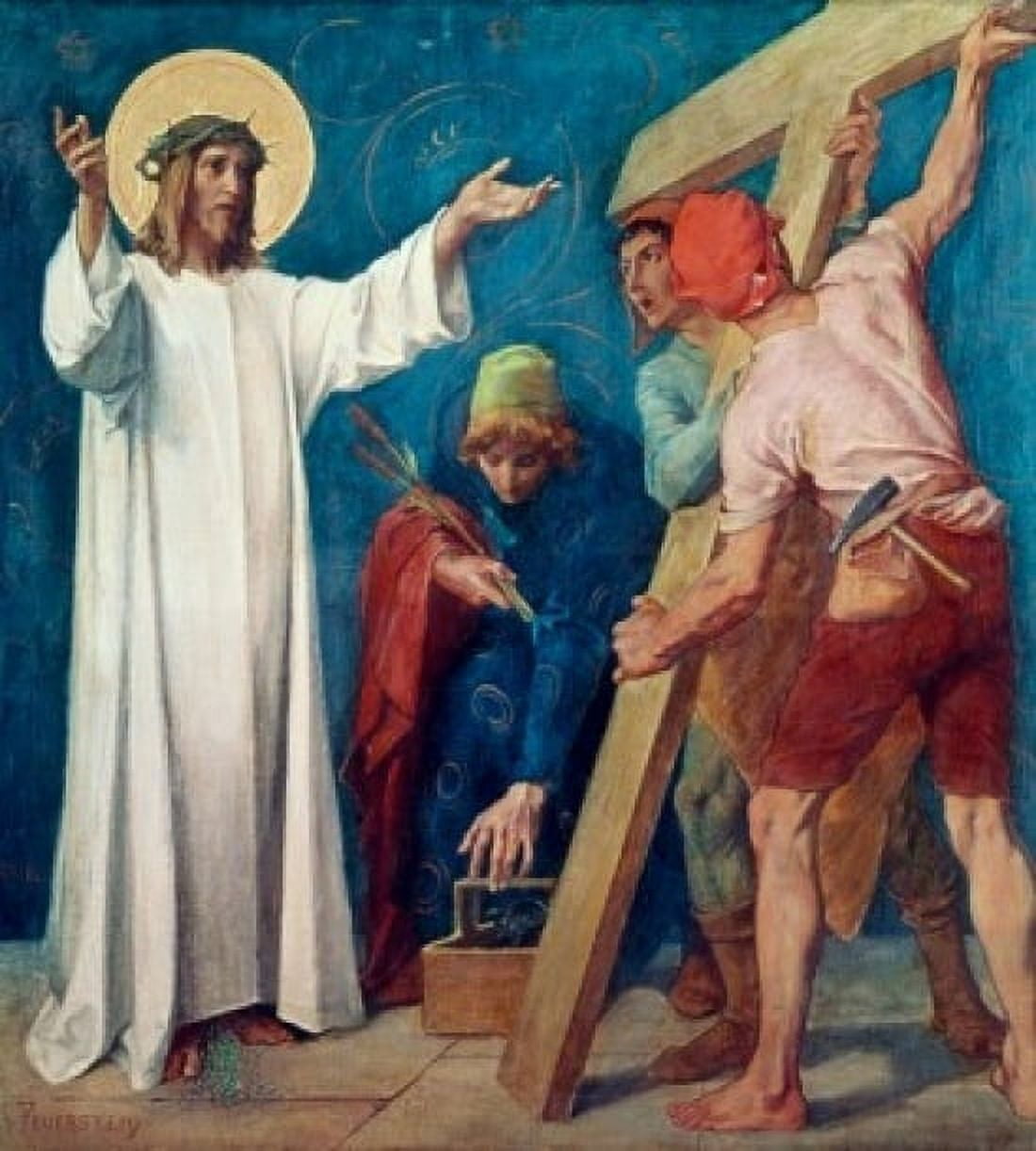 Jesus Carries His Cross (2nd Station of The Cross) 1898 Martin Feuerstein (1856-1931 French) Saint Anna Church Munich Germany Canvas Art - Martin Feuerstein (24 x 36)