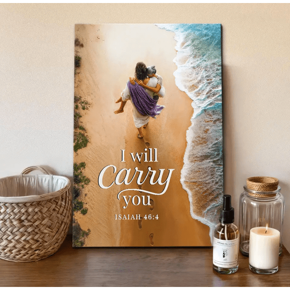 Jesus Carry You Christian Canvas Wall Art Decor, Bible Verse Canvas Print Artwork, Inspirational Religious Home Decor for Office Living Room Bedroom, Christian Faith Gift Decor