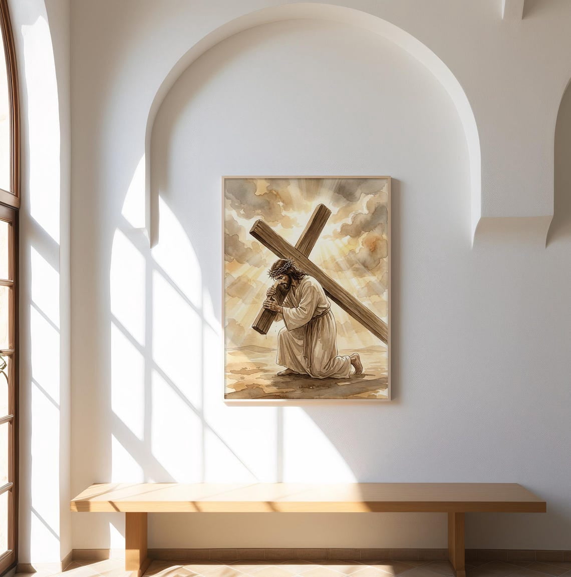 Jesus Carrying Cross Wall Art Print, Passion Of Christ And Christian ...