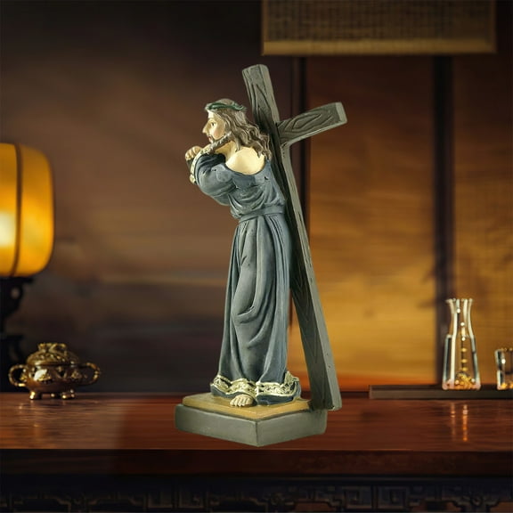 Jesus Carrying The Cross Resin Statue, Religious Home Decor, Calvary Scene Sculpture, Christmas Gift, Western Man Figure