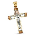 thumbnail image 1 of Jesus Celtic Cross Pendant Solid 14k Rose Yellow White Gold Fancy Crucifix Charm Tri Color 30 x 22 mm, 1 of 1