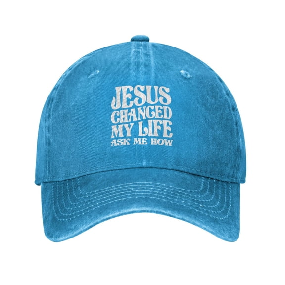 Jesus Changed My Life Ask Me How Adult Adjustable Classic Washed Casquette Cap Hat Baseball Cap For Man For Woman