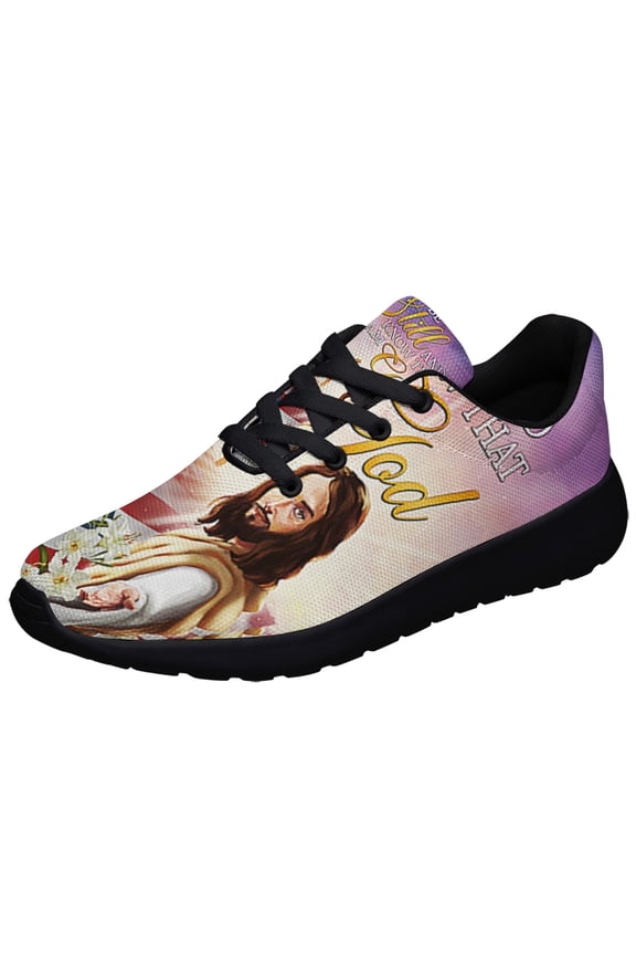 Jesus ChriStBe Stll And Know That I Am God American flag Shoes Sneakers Black Size 10.5