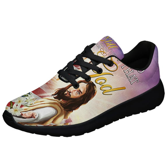 Jesus ChriStBe Stll And Know That I Am God American flag Shoes Sneakers Black Size 7.5