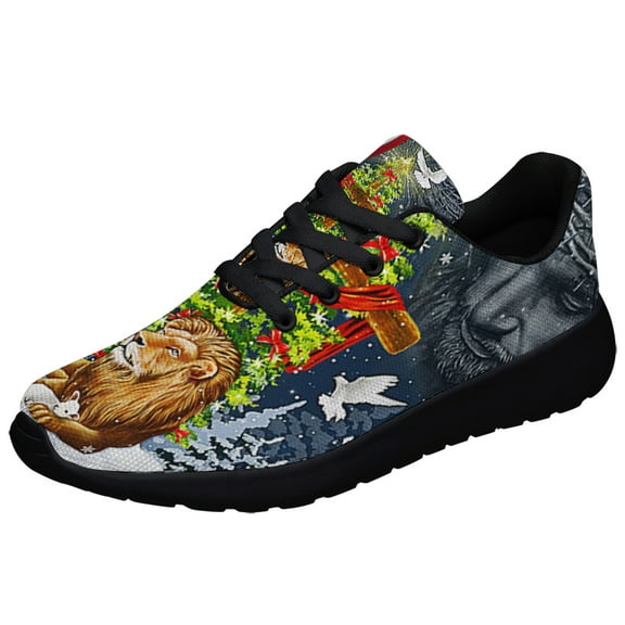 Jesus ChriStCross Lion of Judah ChriStas Tree Shoes Sneakers Black Size 5