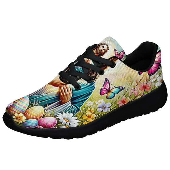 Jesus ChriStEaStr Day Egg Shoes Sneakers Black Size 3.5