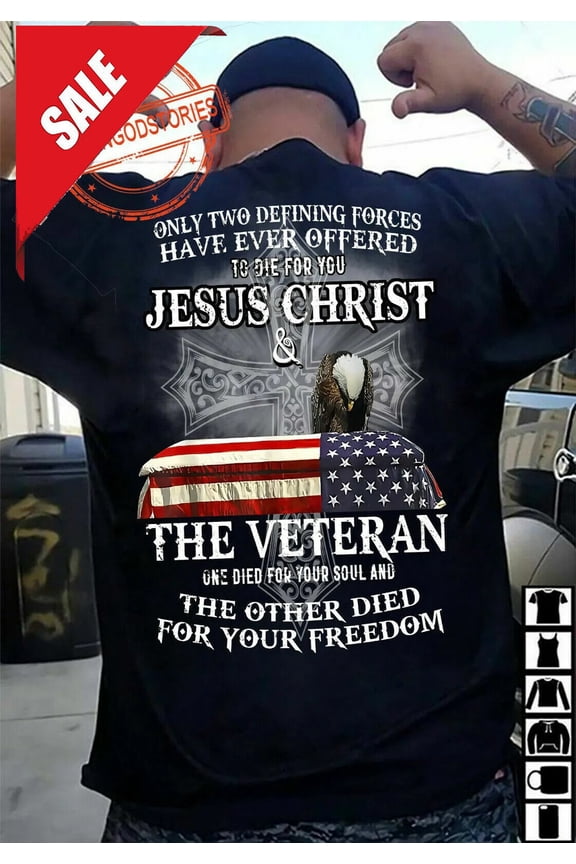 Jesus Christ And The Military Cross Faith Redemption T-Shirt