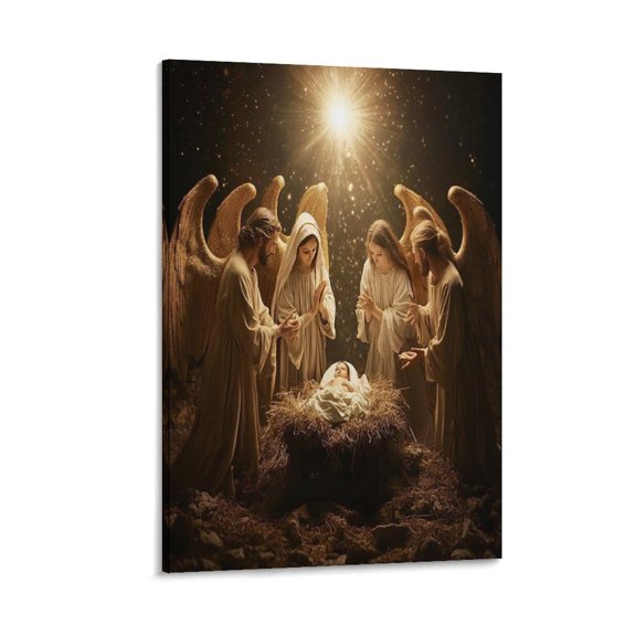 Jesus Christ Art Poster Nativity Scene Poster Decorative Painting Canvas Wall Art Living Room Posters Bedroom Painting 20x30inch(50x75cm)