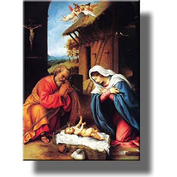 Jesus Christ Baby Nativity Picture on Stretched Canvas, Wall Art Dcor, Ready to Hang!