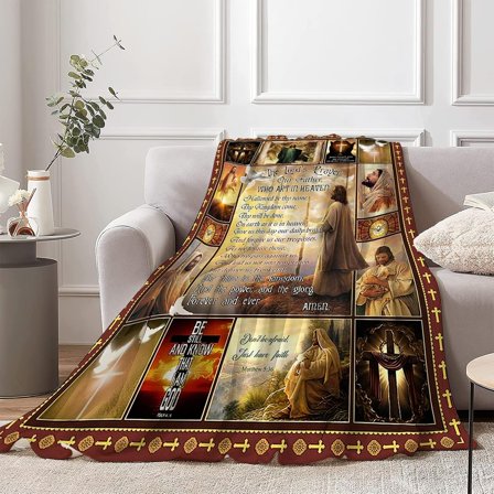 Jesus Christ Blanket Christian Religious Faith Blanket Bible Verse Healing Inspirational Prayer Catholic Gifts for Women Men Scripture Spiritual Fleece Throw Blanket Home Decor for Bed Couch 60"x80"