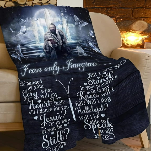 Jesus Christ Blanket I Can Only Imagine Christian Religious Faith Christian Inspirational Gifts for Women Men Soft Cozy Plush Fleece Throw Blanket Home Decor for Bed Couch Living Room 50"x60"