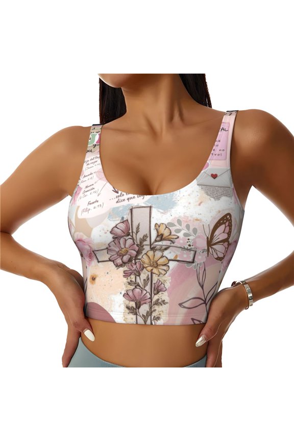 Jesus Christ Blessed Women Sports Vest Yoga Tank Top Gym Crop U Back