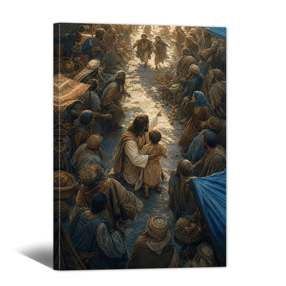 Jesus Christ Canvas Wall Art Jesus Protect Child Away Fraud Picture Print, Christian Religious Artwork Save of God Painting for Church, Home, Prayer Room Decor