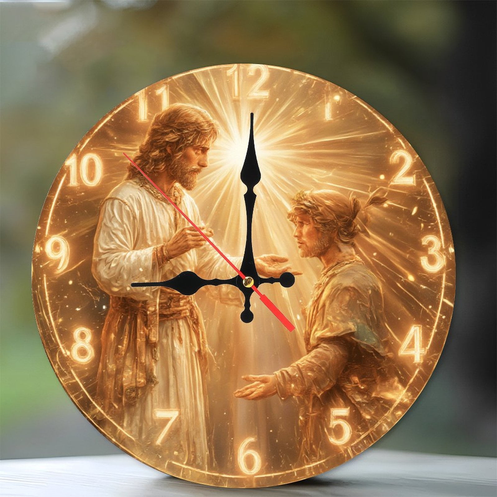 Jesus Christ Clock Wall Art Golden Religious Decor 10-Inch Silent ...