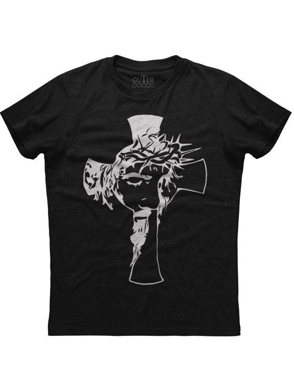 Jesus Christ Cross Face Short Sleeve New Cotton Black Style T-Shirt, Size S-5XL