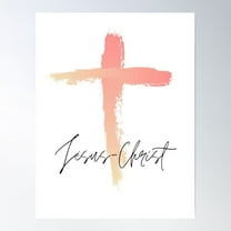 Jesus Christ Cross - Pink Poster Wall Art, Modern Wall Decor For Living Room Bedroom, 16x24 UNFRAMED
