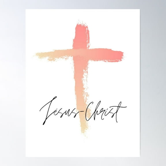 Jesus Christ Cross - Pink Poster Wall Art, Modern Wall Decor For Living Room Bedroom, 16x24 UNFRAMED