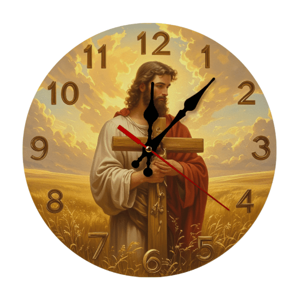 Jesus Christ Cross Wall Clock Religious Faith Home Decor 10-Inch Wooden ...