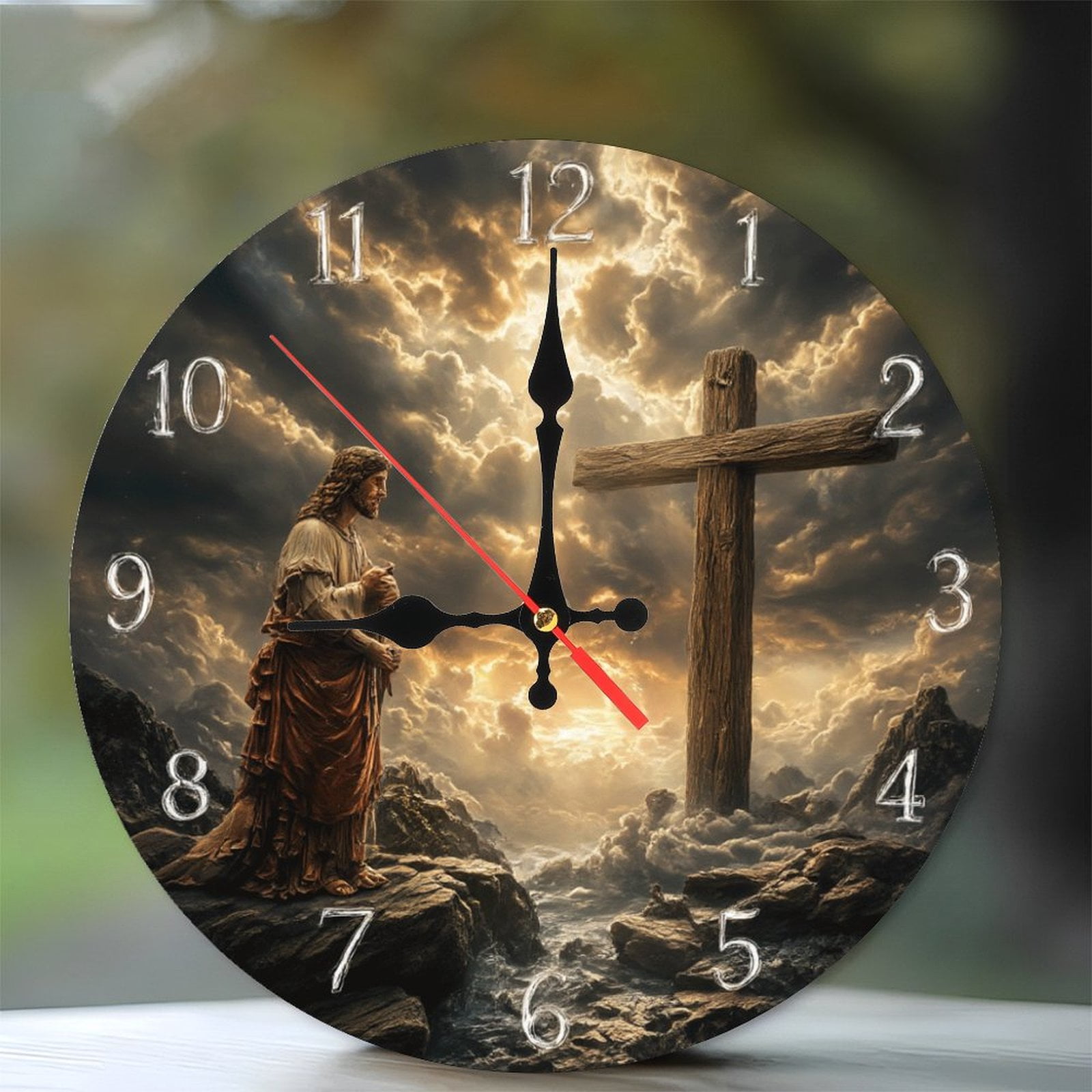 Jesus Christ Cross Wall Clock Religious Gift Home Decor 10-Inch Silent ...