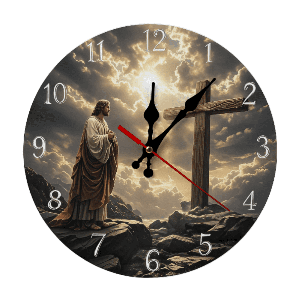 Jesus Christ Cross Wall Clock Religious Gift Home Decor 10-Inch Wooden ...