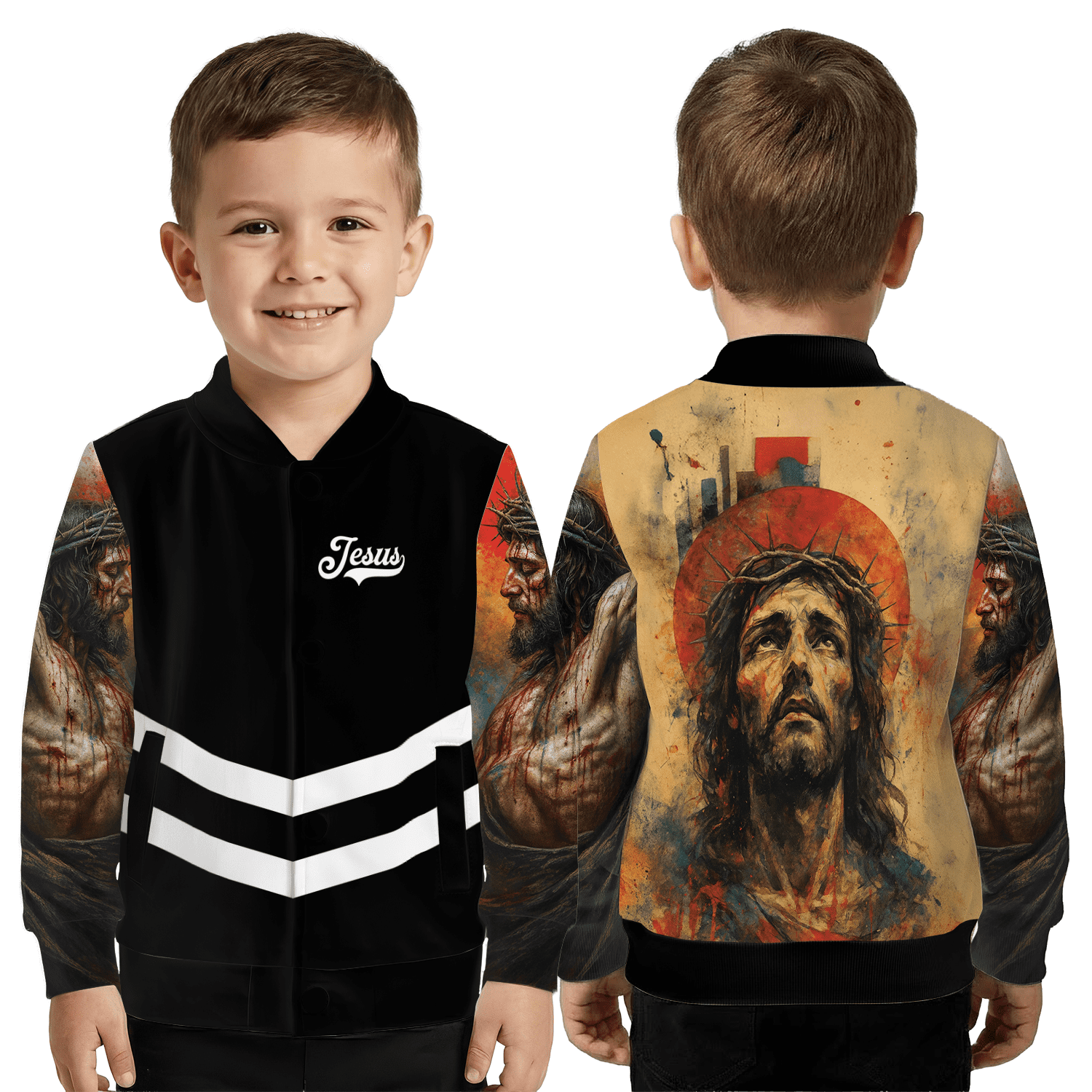 Jesus Christ Crown of Thorns Art Jacket, Sacred Christian Faith ...