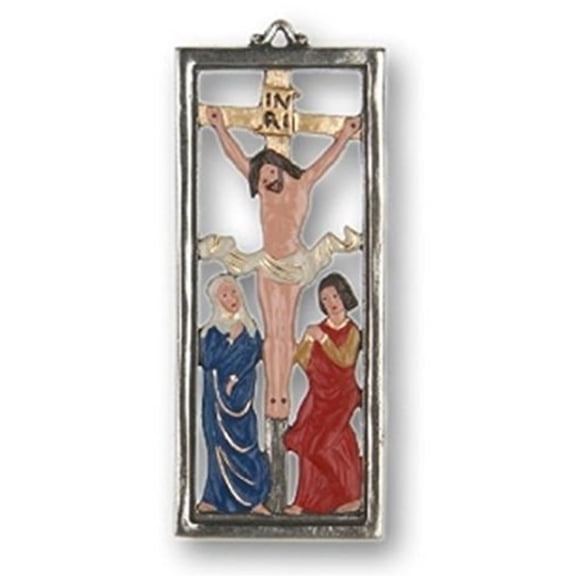 Jesus Christ Crucifixion German Pewter Christmas Ornament Decoration Wall Decor